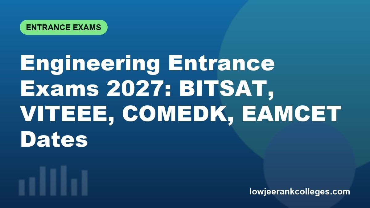 Engineering Entrance Exams 2027: BITSAT, VITEEE, COMEDK, EAMCET Dates