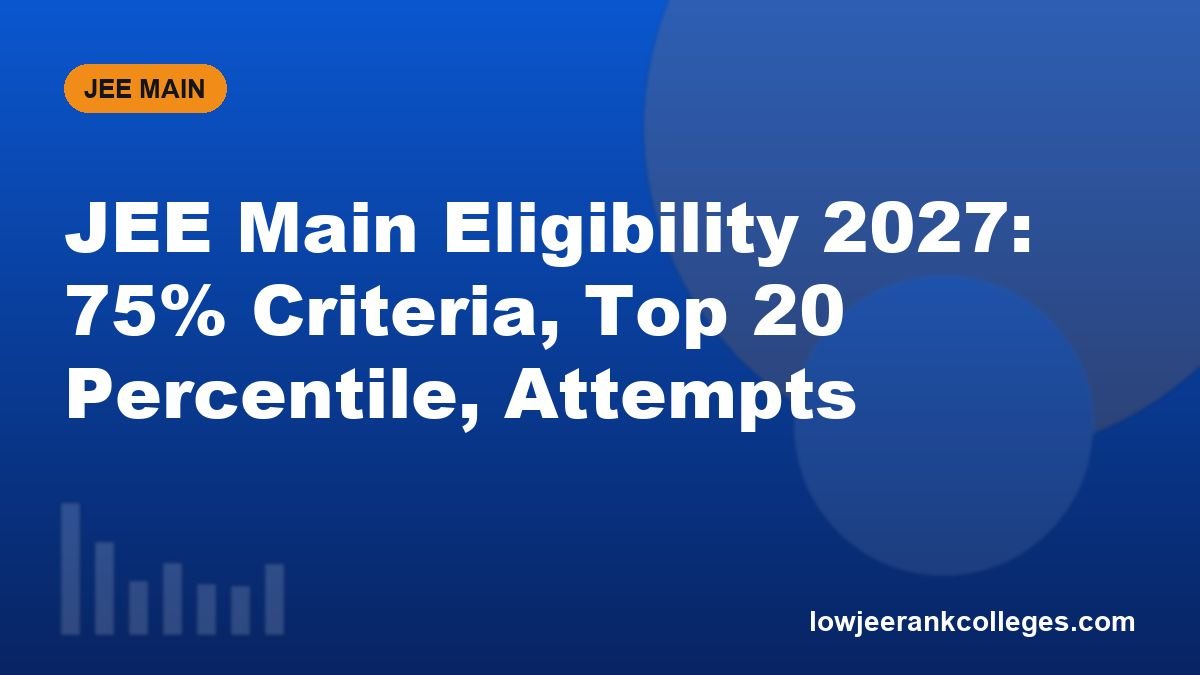 JEE Main Eligibility 2027: 75% Criteria, Top 20 Percentile, Attempts