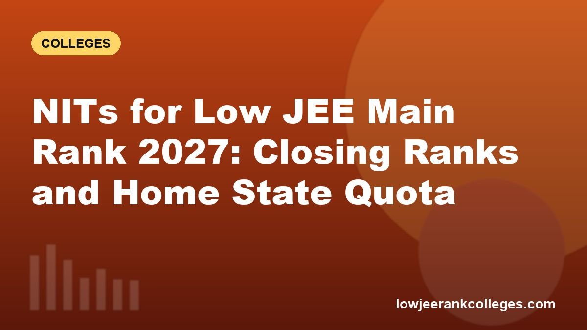 NITs for Low JEE Main Rank 2027: Closing Ranks and Home State Quota