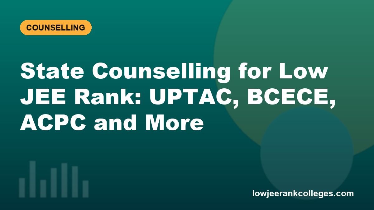 State Counselling for Low JEE Rank: UPTAC, BCECE, ACPC and More